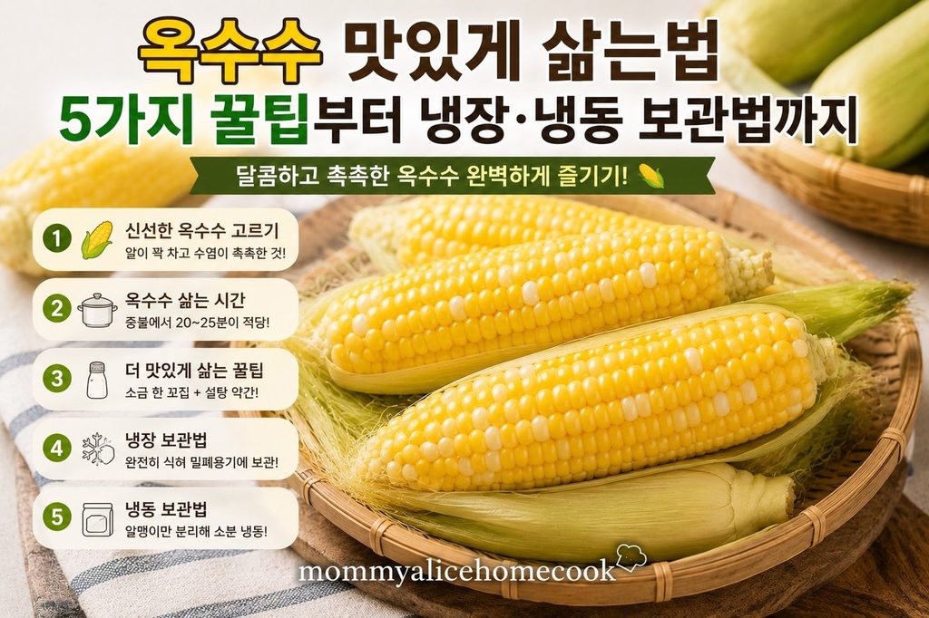 옥수수 맛있게 삶는법으로 삶은 찰옥수수와 냉장 냉동 보관법
